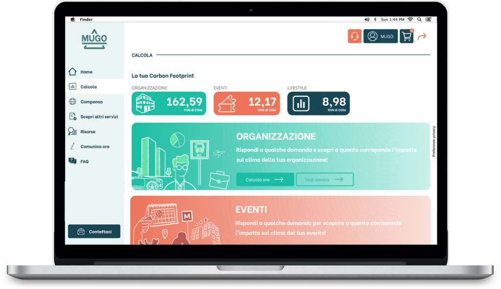 Piattaforma Neutrality per calcolare la carbon footprint della tua organizzazione, del tuo evento o del tuo stile di vita.